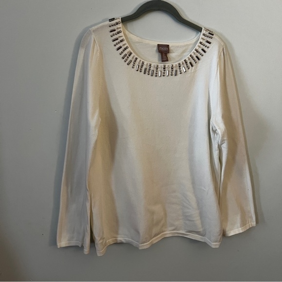 Chico's Sweaters - Chico's White Sweater with Silver Embellishments